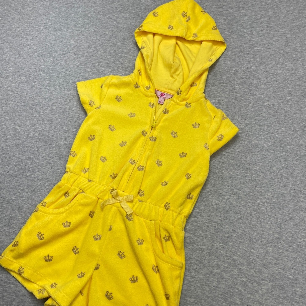 Juicy Couture Romper Girls 3T 80M11005-99 Yellow Crown Glitter NEW